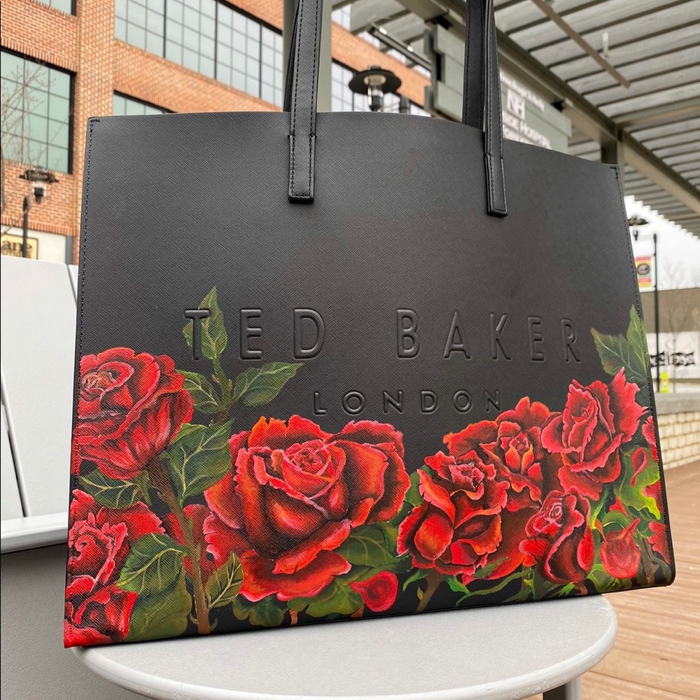 “Petals in The Wind” Hand painted Ted Baker tote